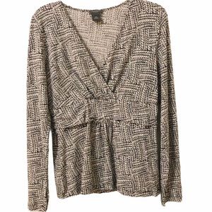 🔥Clearance🔥 Ann Taylor Petites V-Neck Top Blue White Long Sleeve Petite Medium